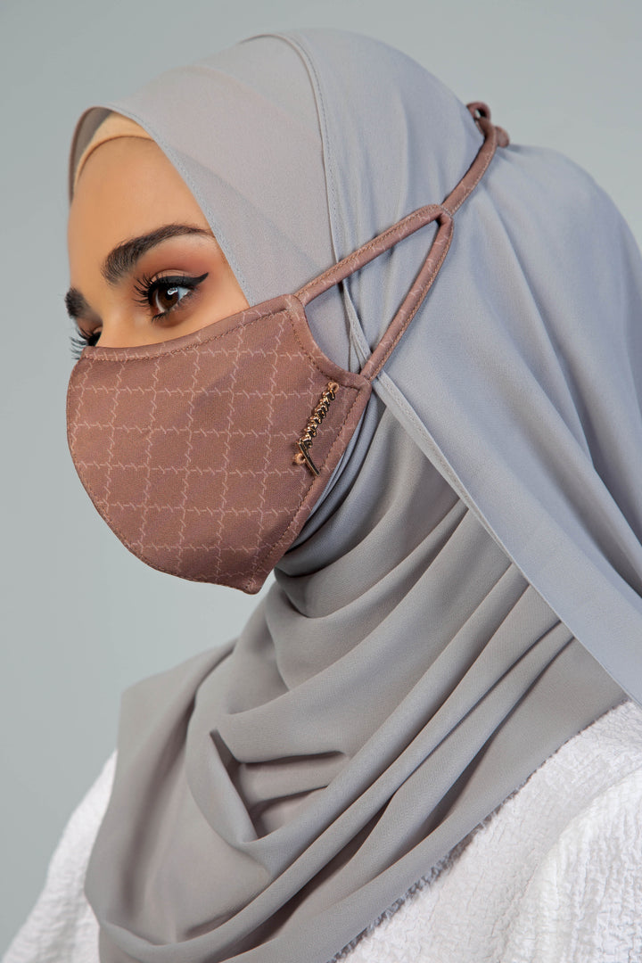 Jovian | Monogram Series Hijab Mask In Wood Brown (6949292572822)
