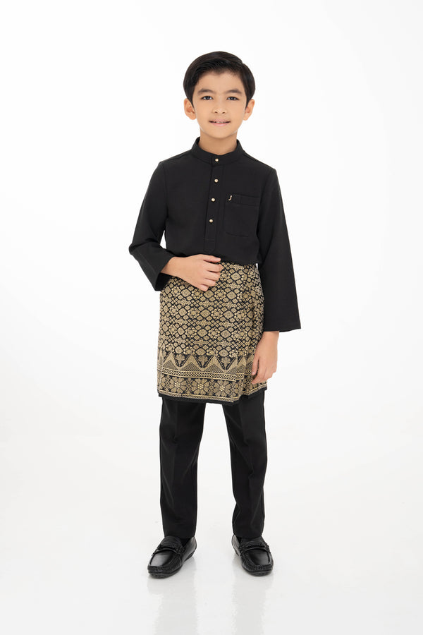 Jovian Men Kids | Aqeef Modern Baju Melayu in Black (8161940111590)