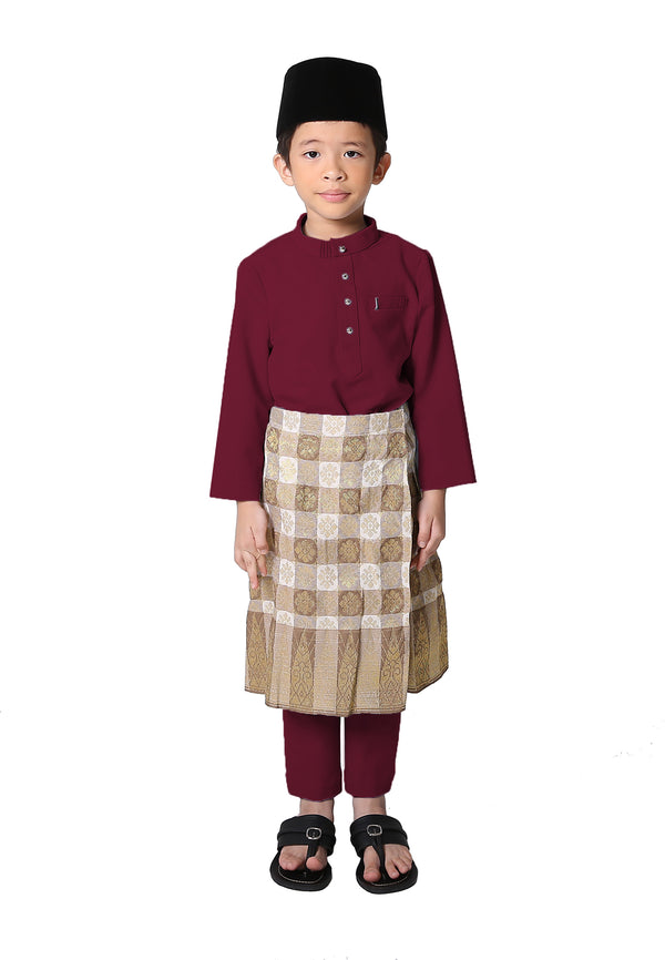 Jovian Men | Baby Rifqi Modern Baju Melayu In Dark Maroon (6902888530070)