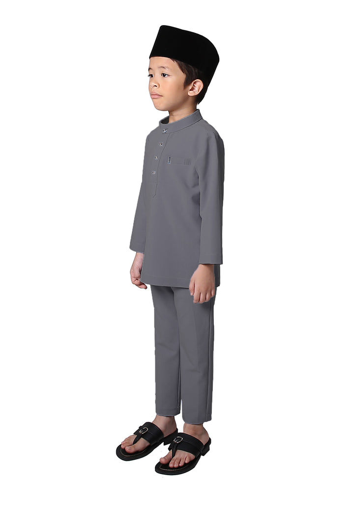 Jovian Men | Baby Rifqi Modern Baju Melayu In Dark Grey (6902888202390)