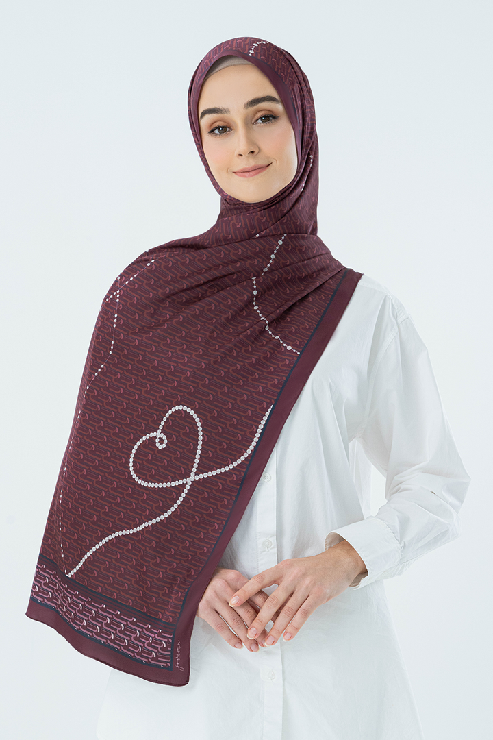 Jovian Hijab | Monogram Pearl Viola Printed Satin Long Shawl (8092295954662)
