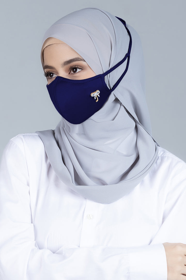 Jovian | Classic Ribbon Hijab Mask In Royal Blue (7208340258966)