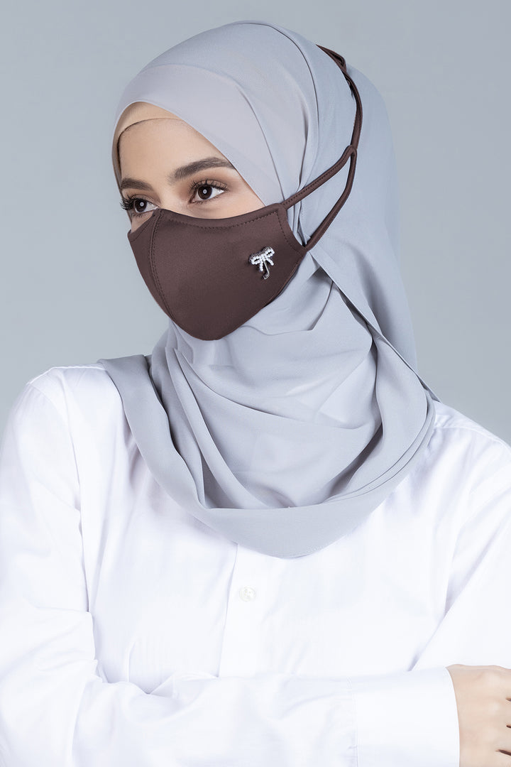 Jovian | Classic Ribbon Hijab Mask in Walnut (7450588250342)