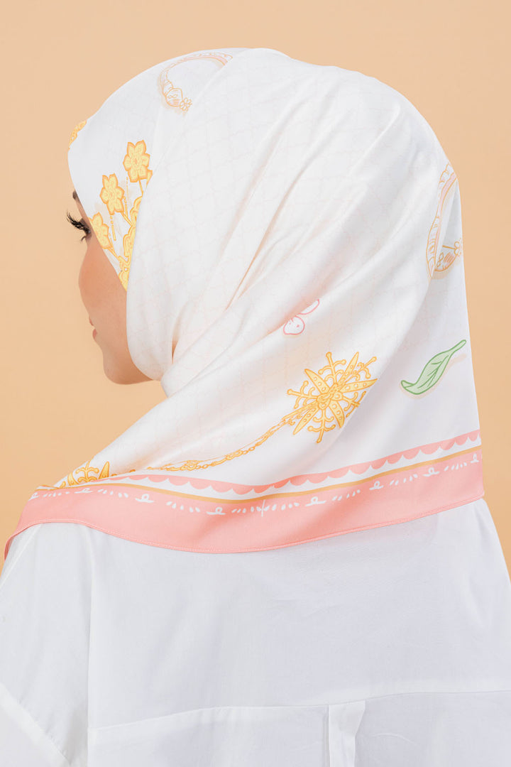 Jovian | Bingka Hijab Seri Printed Square Shawl in Cream (7939486122214)