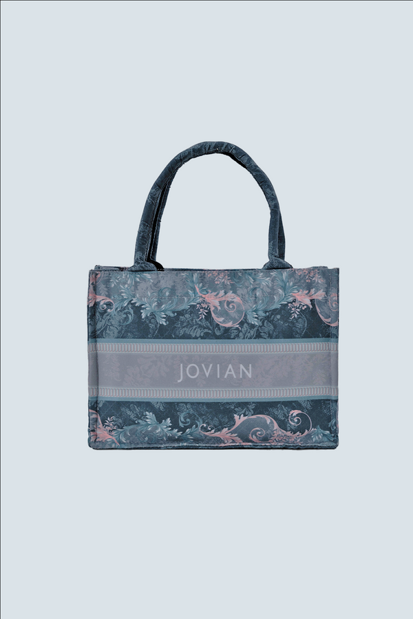 Jovian | Printed Mini Tote Bag Baroque in Charcoal Black (8049961533670)