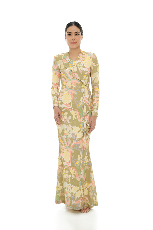 Jovian Pop Raya | Lauren Long Dress in Lime Green (8161824440550)