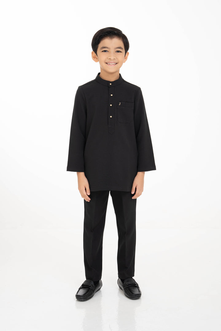 Jovian Men Kids | Aqeef Modern Baju Melayu in Black (8161940111590)