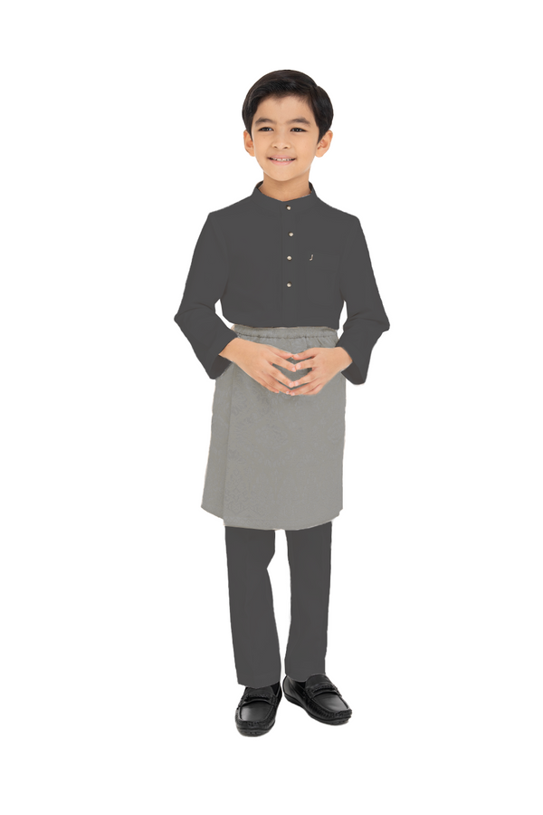 Jovian Men Kids | Aqeef Modern Baju Melayu in Dark Grey (8162330738918)
