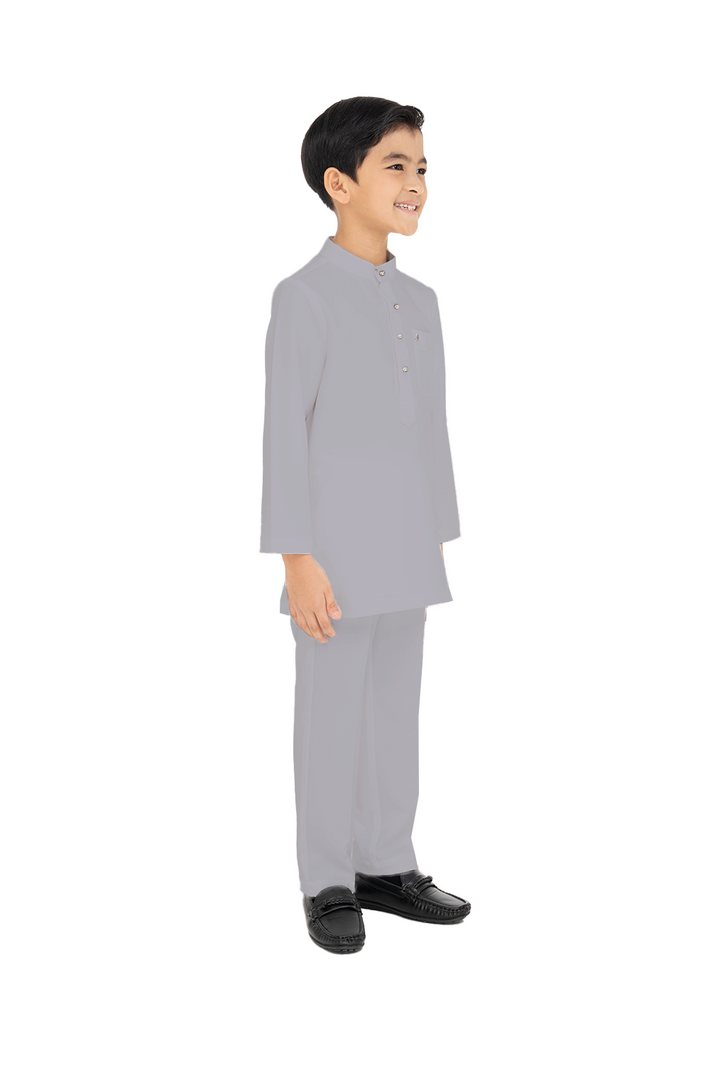 Jovian Men Kids | Aqeef Modern Baju Melayu in Silver Grey (8162334605542)