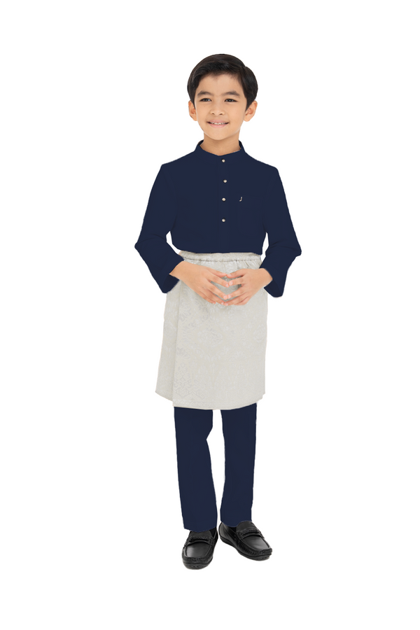 Jovian Men Kids | Aqeef Modern Baju Melayu in Navy Blue (8162340471014)