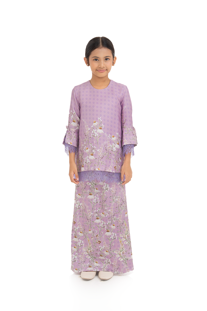 Jovian Dainty Flowers Kids | Orkid Modern Mini Kurung in Dusty Purple (8174575124710)