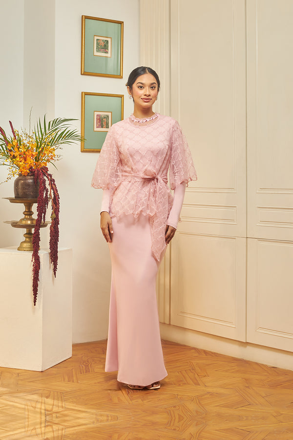 Jovian Balik Kampung | Kemboja Modern Long Dress in Rose Pink (8457871589606)