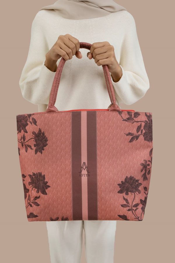 Jovian x Afiya Tote Bag | Heather Series in Pink Maroon