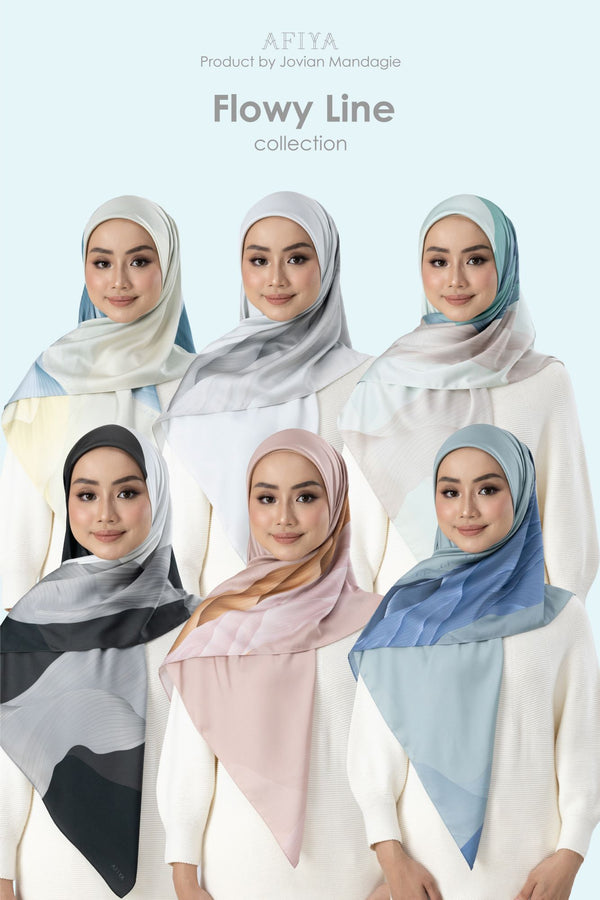 Jovian x Afiya Hijab | Printed Square Hijab Flowy Line Series