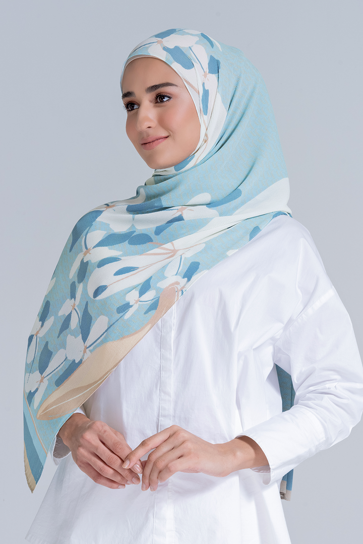 Jovian Hijab | Jasmine Art Series Printed Pleated Long Shawl (8209440637158)