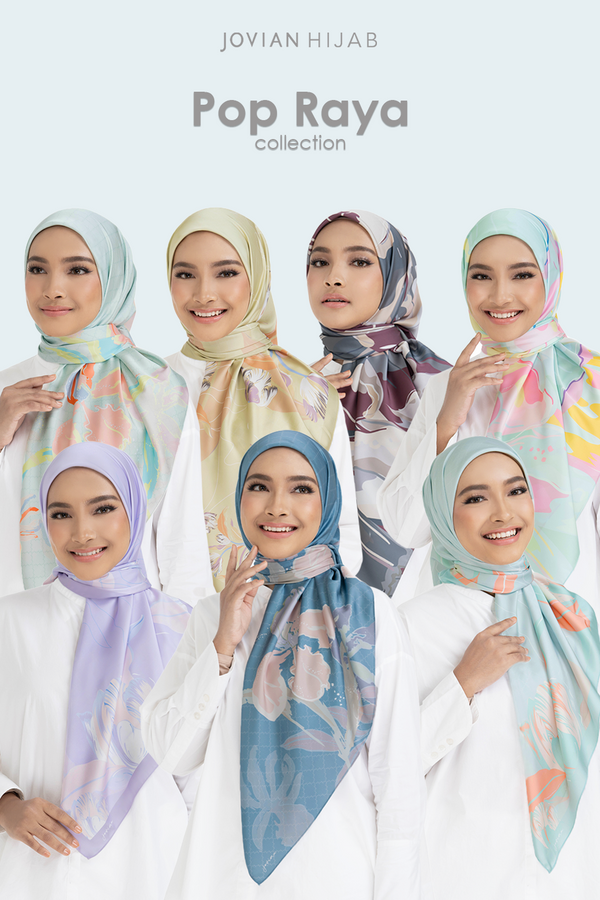 Jovian Hijab | Pop Raya Printed Square Shawl Satin