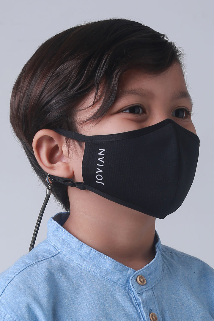 Jovian | Leather Mask String For Kids in Blue Grey (6904542298262)