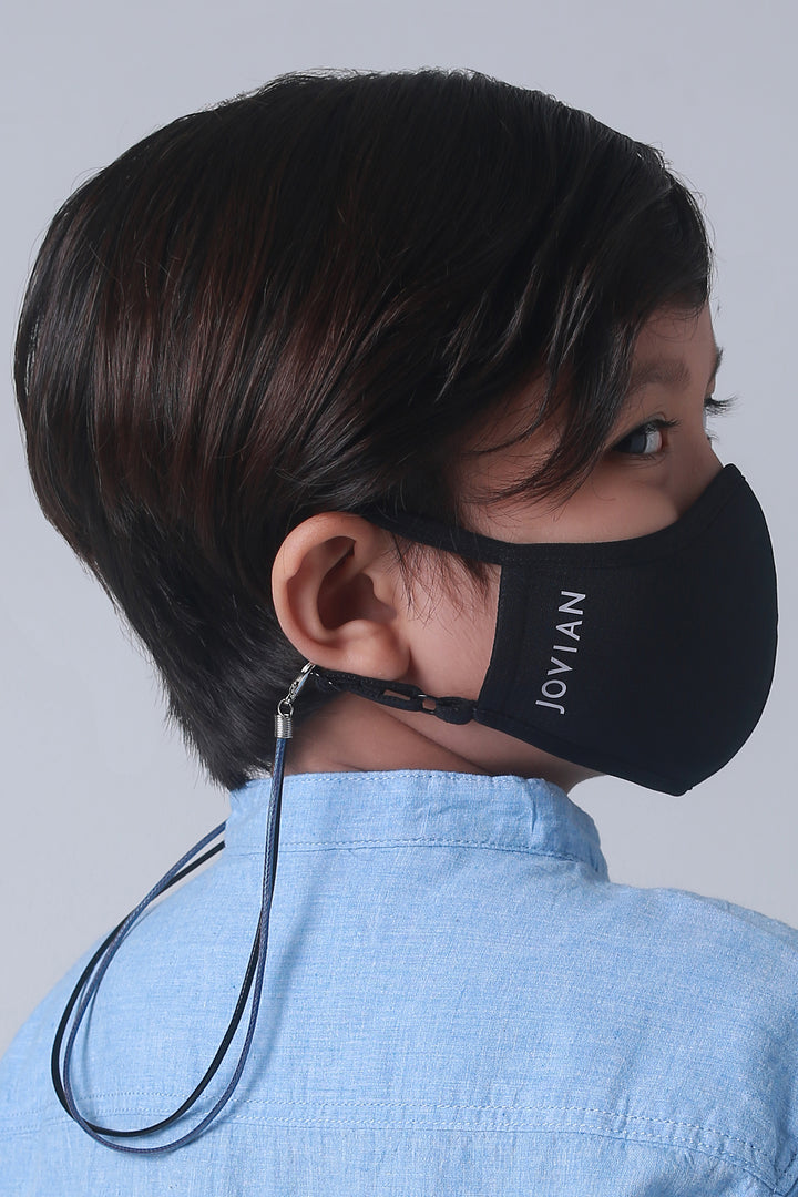 Jovian | Leather Mask String For Kids in Dark Blue (6904545476758)