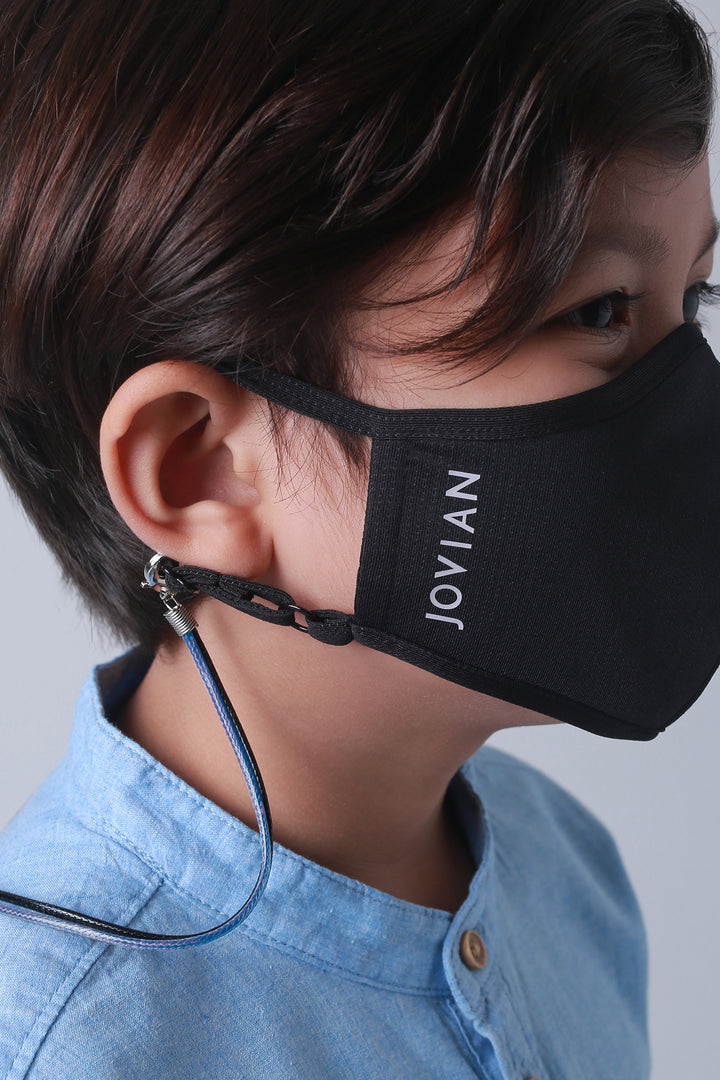 Jovian | Leather Mask String For Kids in Dark Blue (6904545476758)