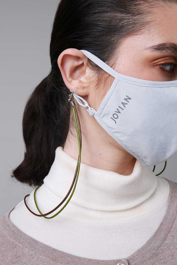 Jovian | Leather Mask String in Olive Brown