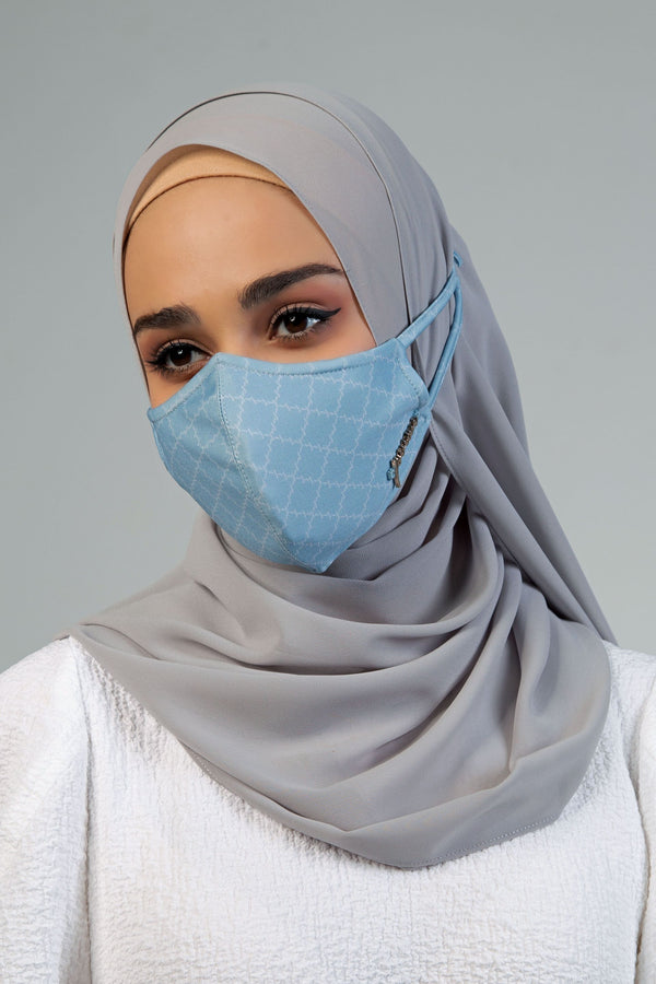 Jovian | Monogram Series Hijab Mask In Soft Denim