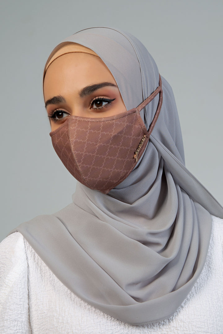 Jovian | Monogram Series Hijab Mask In Wood Brown (6949292572822)