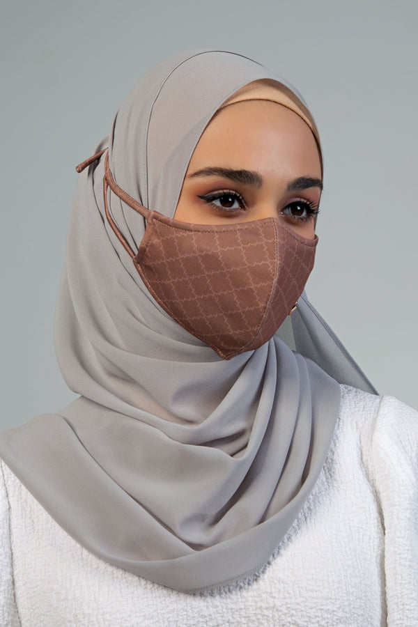Jovian | Monogram Series Hijab Mask In Wood Brown