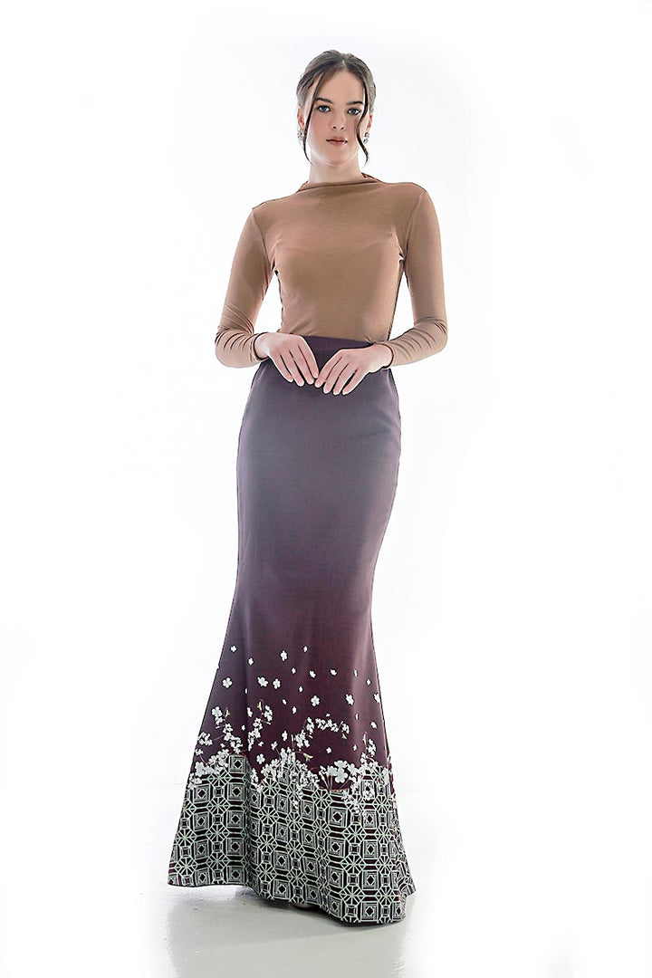 Chinoiserie | Janice Pleated Modern Kurung Kedah Skirt in Dark Purple (6896879599766)