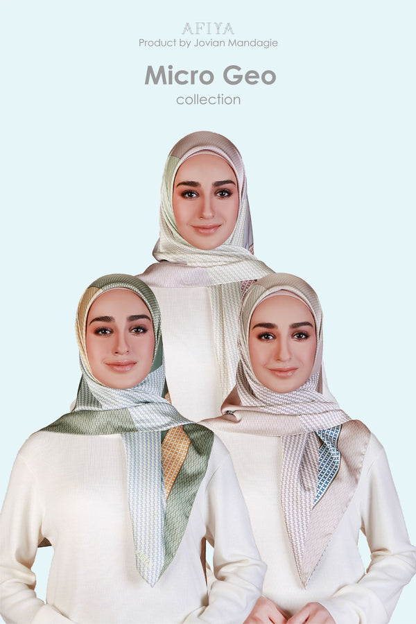 Jovian x Afiya Hijab | Micro Geo Series Printed Square Shawl