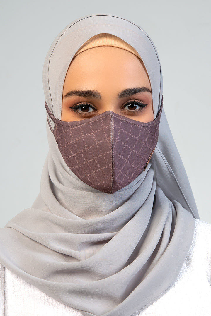 Jovian | Monogram Series Hijab Mask In Coffee Brown (6949294964886)