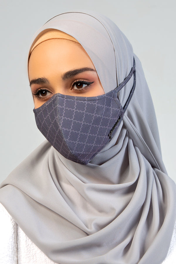 Jovian | Monogram Series Hijab Mask In Steel Grey