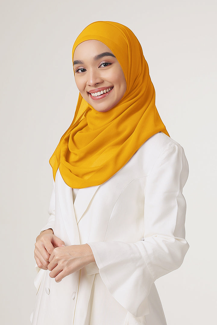 Jovian Hijab Balik Kampung | Tanisha Plain Long Shawl In Mustard Yellow (6905928286358)