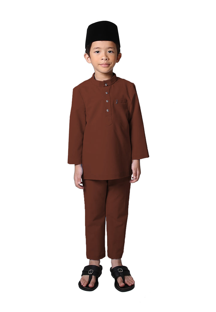 Jovian Men | Baby Rifqi Modern Baju Melayu In Chocolate Brown (6902886367382)