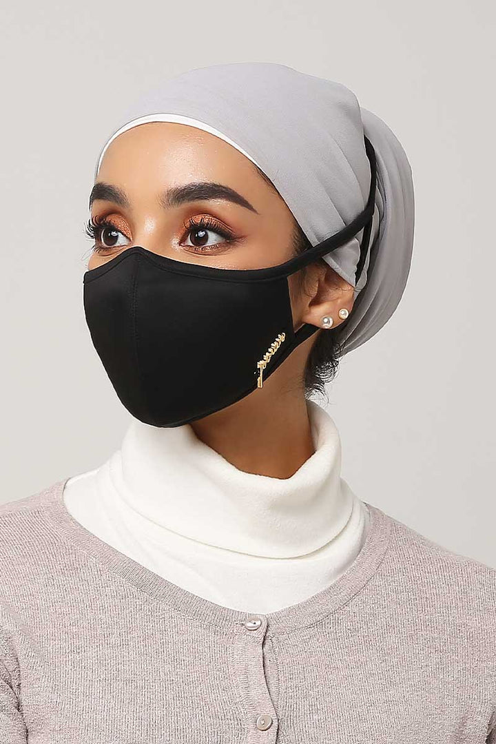 Jovian | Classic Series PETITE Hijab Mask in Black Gold (6904277565590)