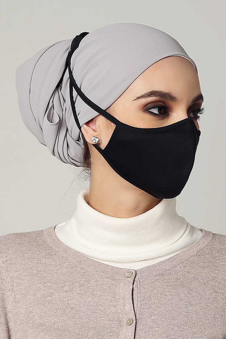 Jovian | Classic Series Hijab Mask in Silver Black (6904306598038)