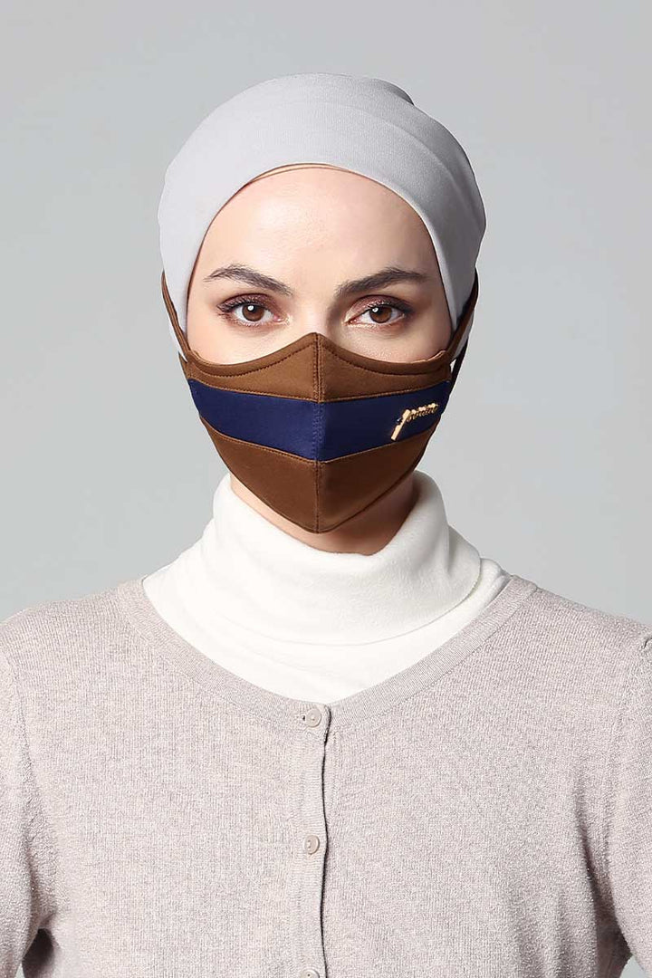 Jovian | Dual Tone Series Hijab Mask in Brown Blue (6904309612694)