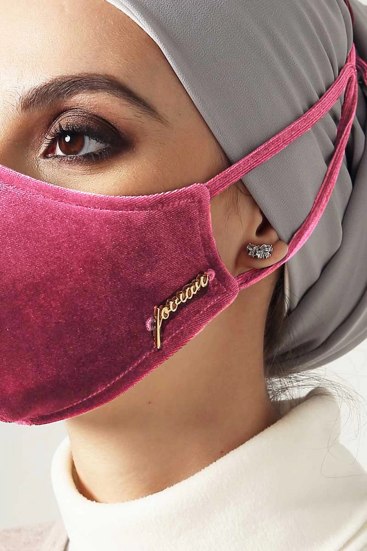 Jovian | Silky Velvet Series Hijab Mask in Powder Pink (6949289918614)