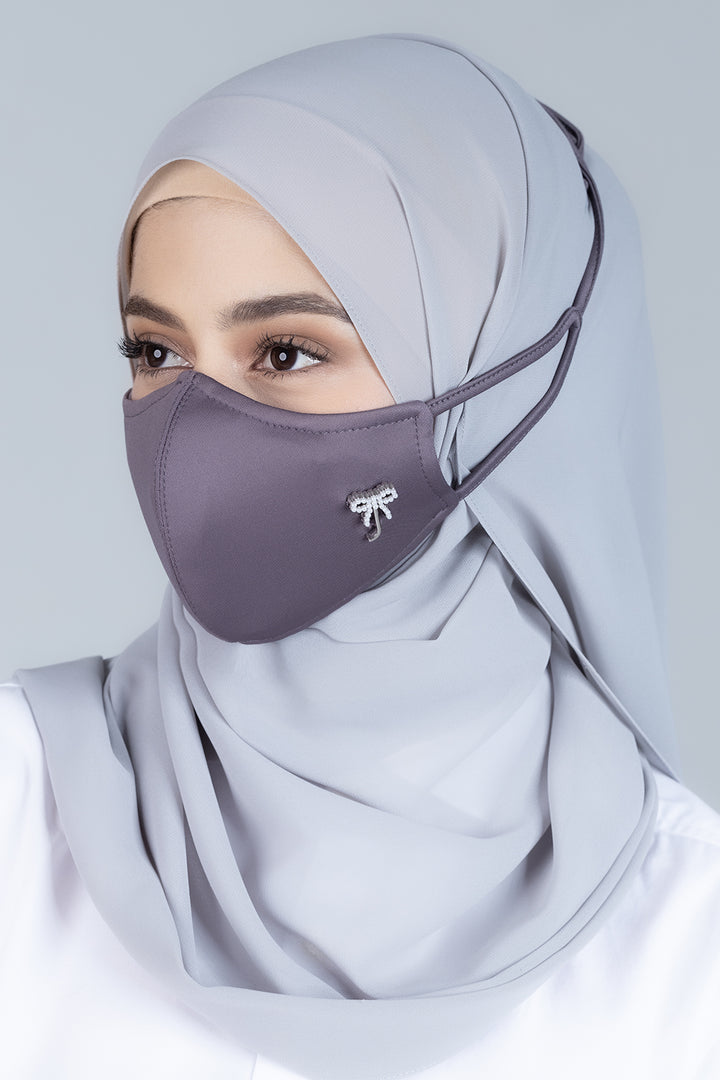 Jovian | Classic Ribbon Hijab Mask In Lead (7106898755734)