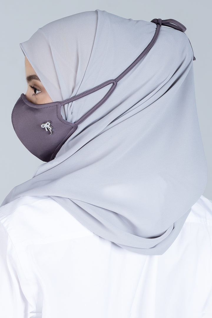 Jovian | Classic Ribbon Hijab Mask In Lead (7106898755734)