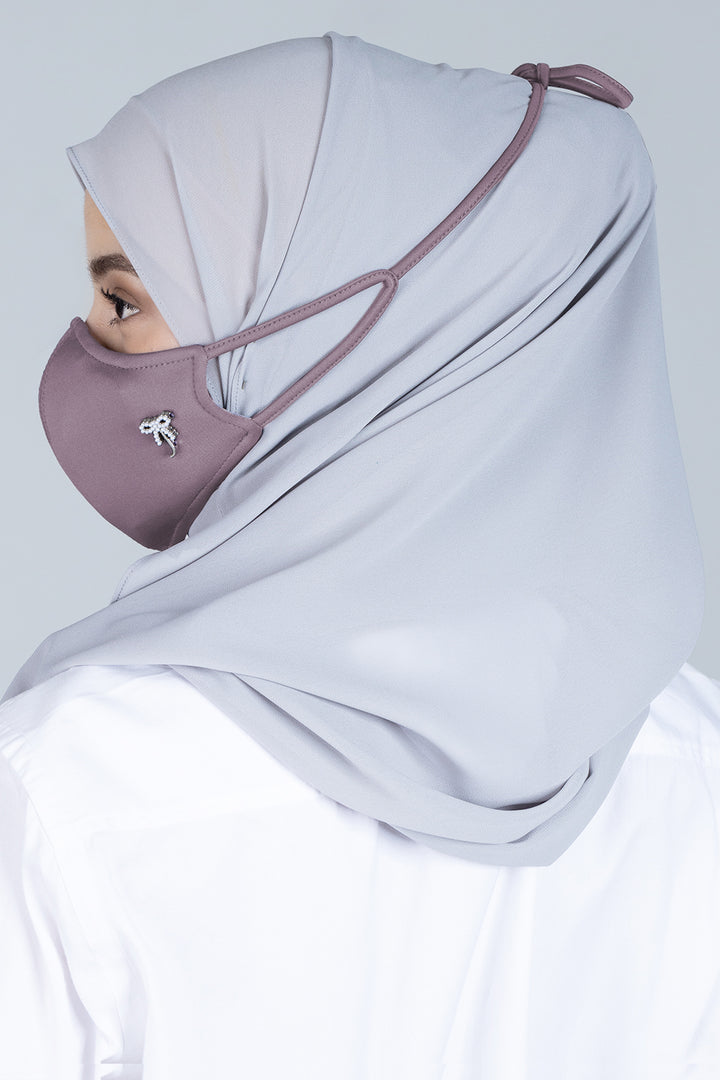 Jovian | Classic Ribbon Hijab Mask in Dark Mauve (7450540507366)