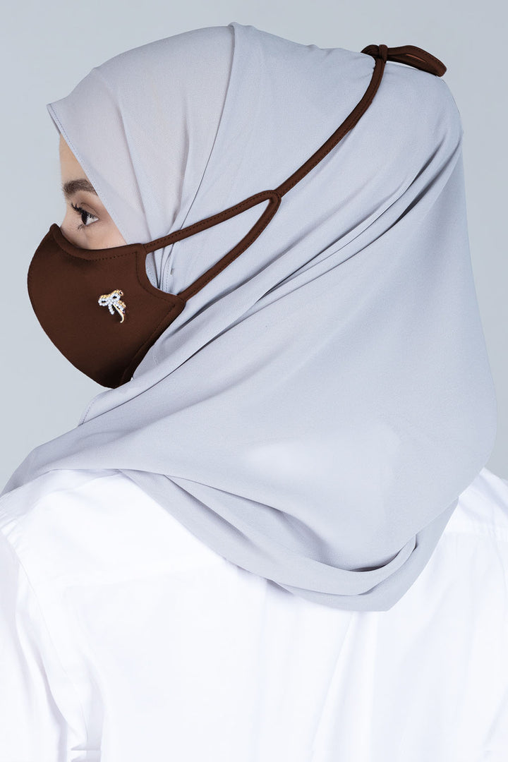Jovian | Classic Ribbon Hijab Mask in Dark Brown (7450585039078)