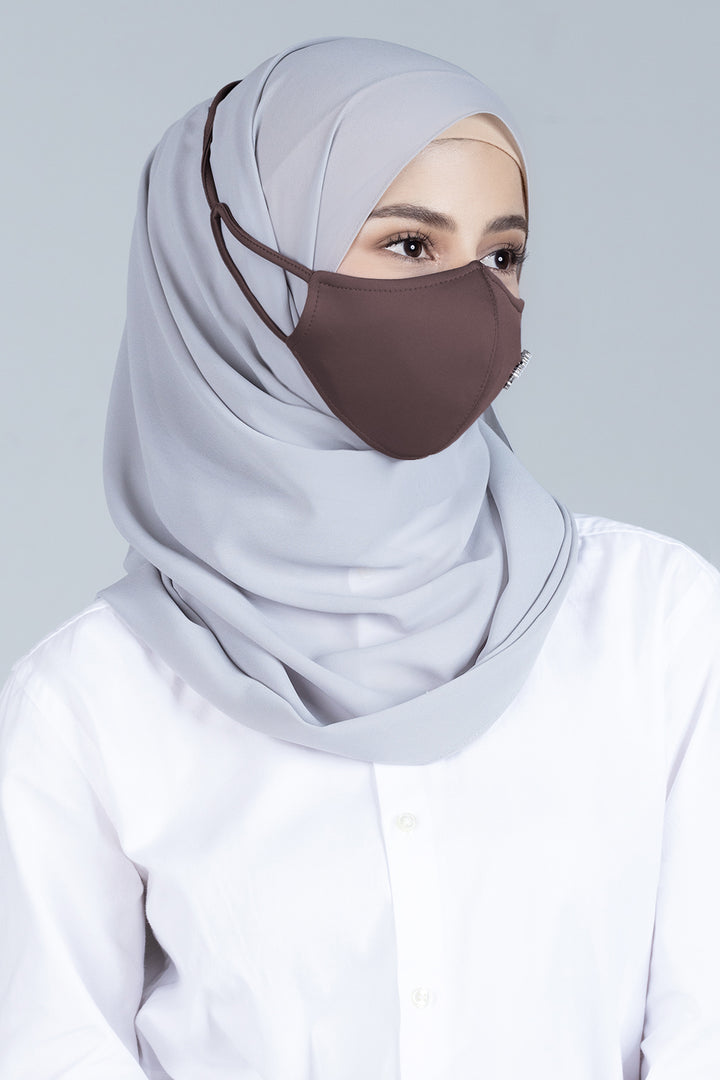 Jovian | Classic Ribbon Hijab Mask in Walnut (7450588250342)
