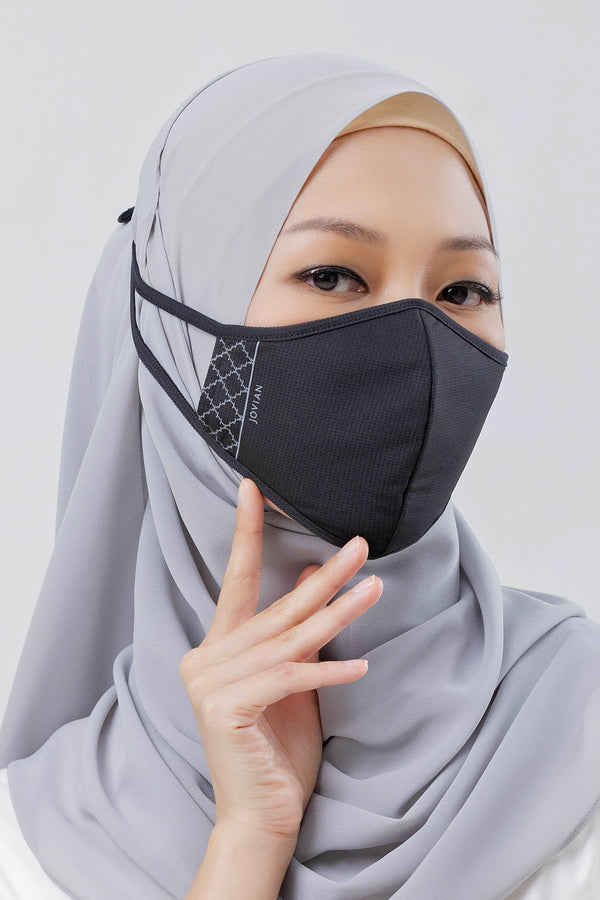 Jovian | Ultralight Monogram Hijab Mask In Black