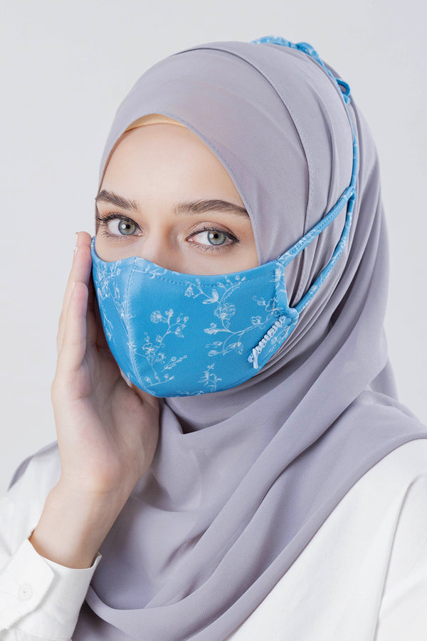 Jovian | Toile Series Hijab Mask in Cobalt Blue