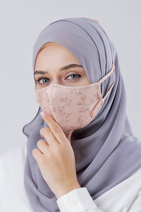 Jovian | Toile Series Hijab Mask in Carol Pink