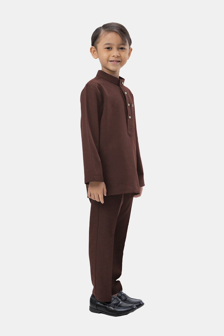Jovian Men | Baby Aqeef Modern Baju Melayu In Chocolate Brown (7727242379494)