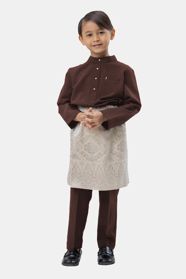 Jovian Men | Baby Aqeef Modern Baju Melayu In Chocolate Brown