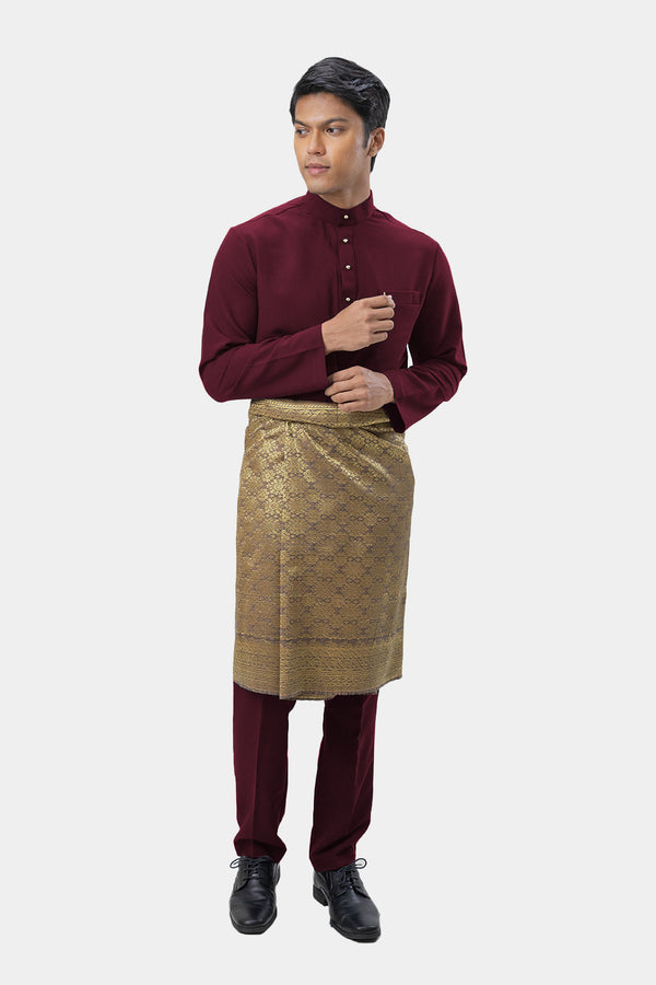 Jovian Men | Aqeef Modern Baju Melayu In Dark Maroon