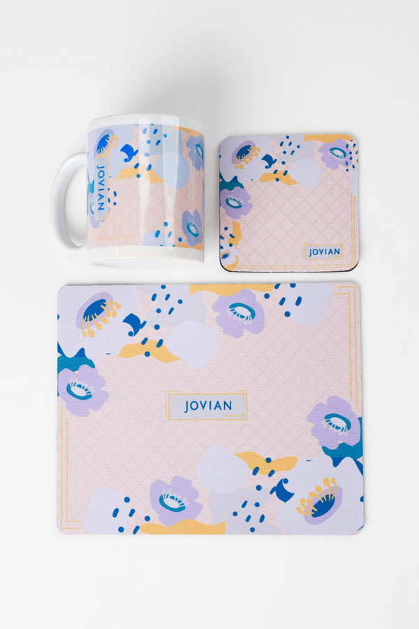 Jovian | Pop Floral Office Set In Peach