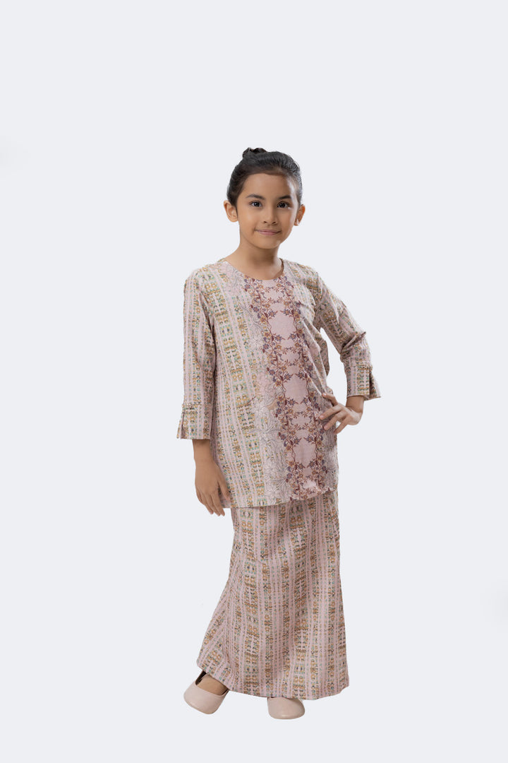 Nusantara | Kids Badriya Modern Kurung Kedah In Brown Pink (7861168636134)